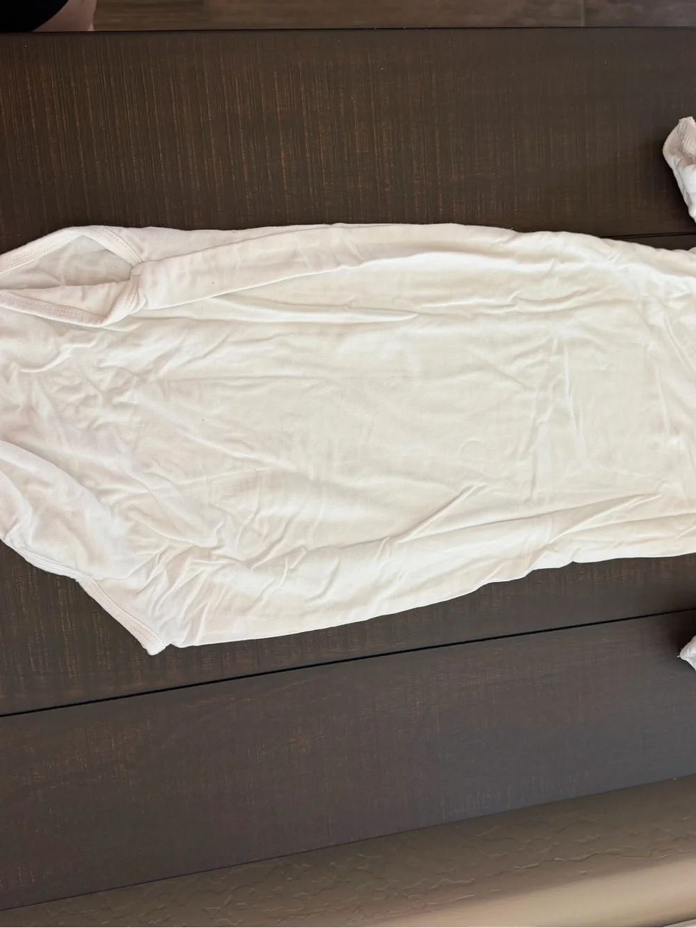 White Caden Lane Bamboo Knotted Gown w/Natural Wood Button Details